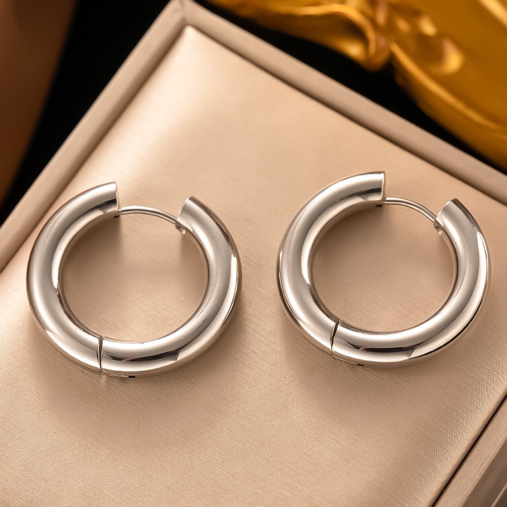 Trendy Silver Plated C Shaped Earrings