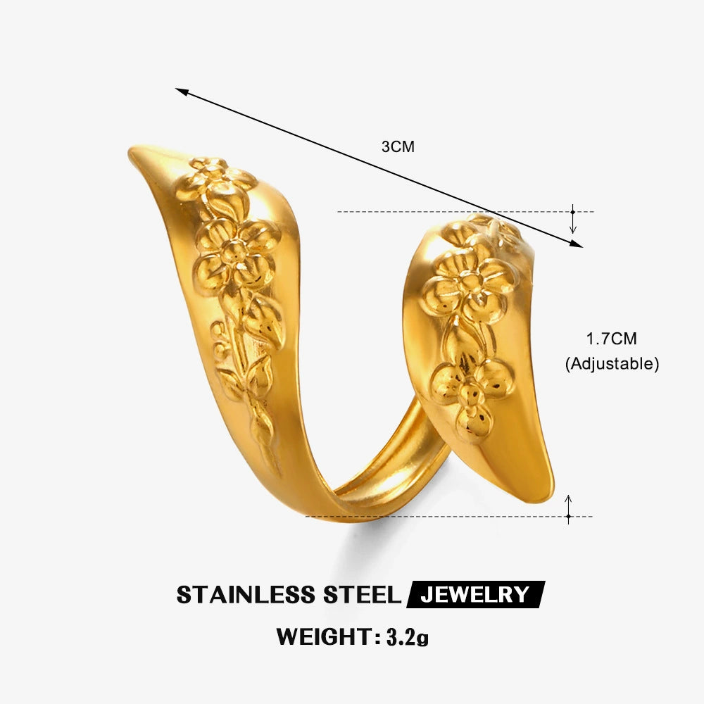 Gold Plated Vintage Floral Wrap Adjustable Ring