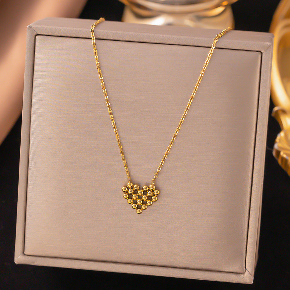 18K Gold Plated Beaded Heart Pendant Necklace