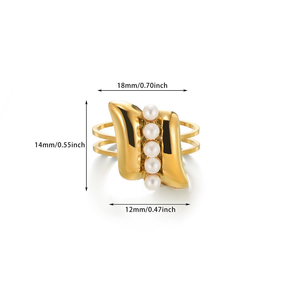 Modern Pearl Ring - 18k Gold Plated Art Statement Ring