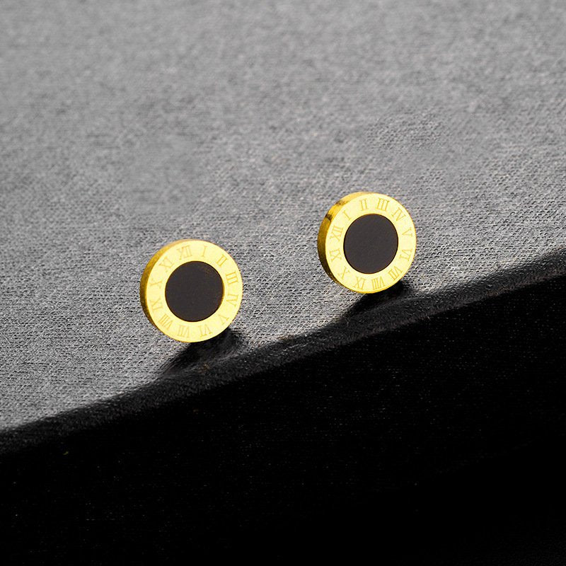 Minimalist Roman Numeral Gold Plated Stud Earrings
