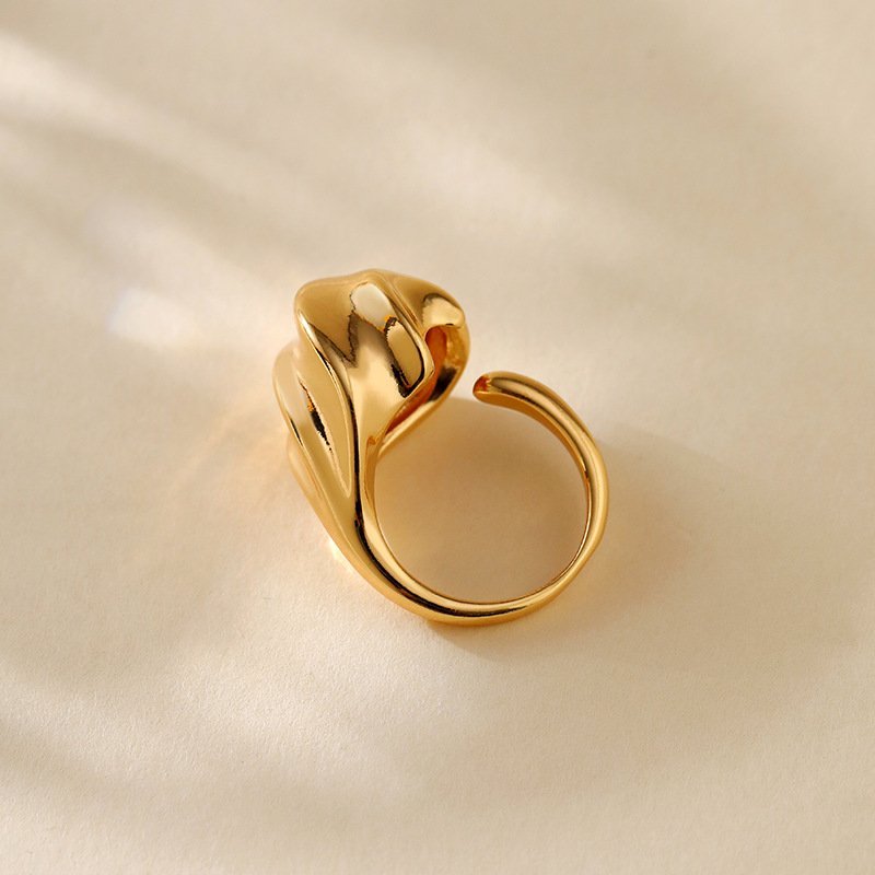 18K Gold-Plated Abstract Wave Ring