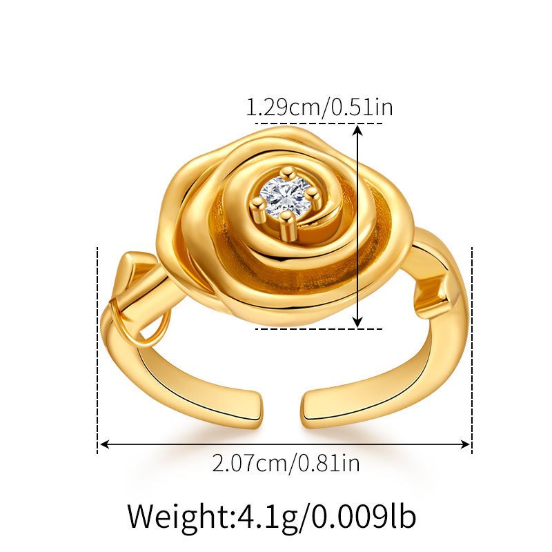 Exquisite 18K Gold-Plated Rose Ring with Dazzling Cubic Zircon
