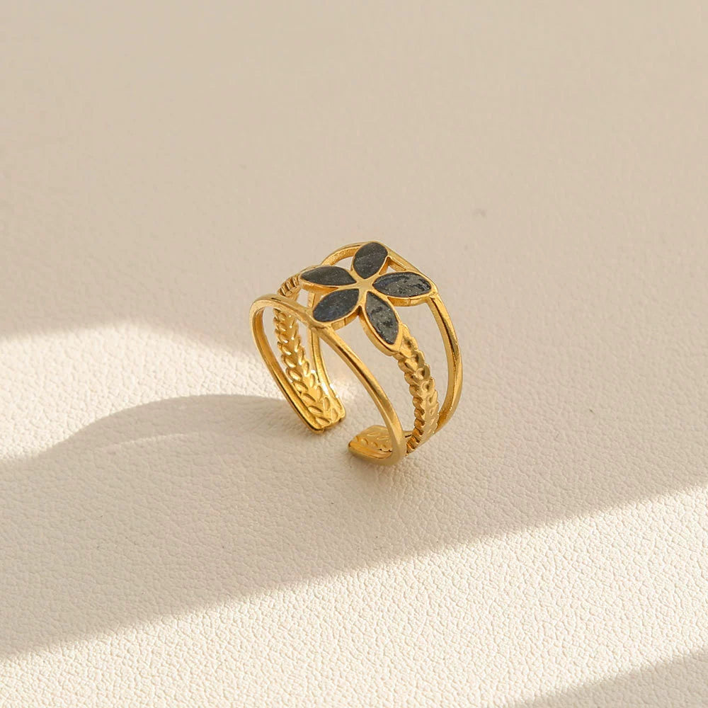 Midnight Clover Adjustable Ring