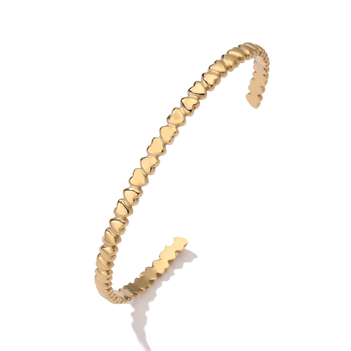 Delicate Gold Plated Hearts Bangle