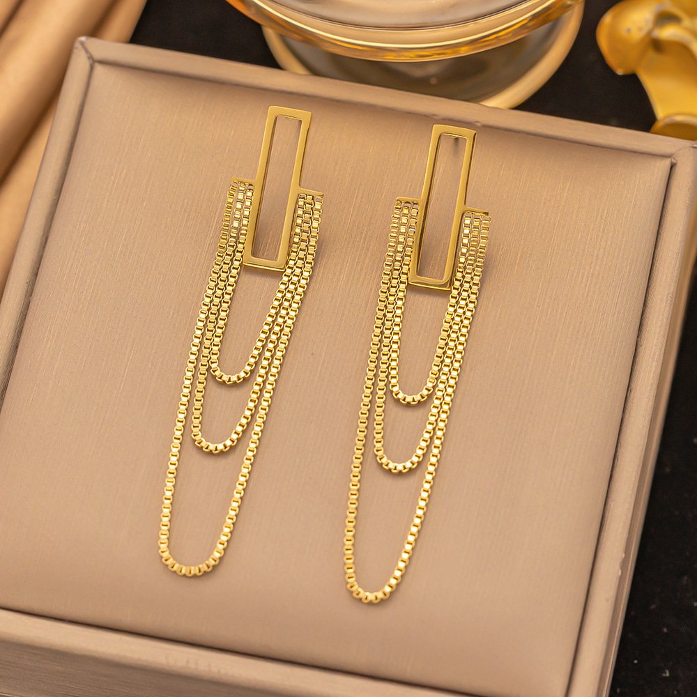 Multi Chained Creative Gold Plated Earrings
