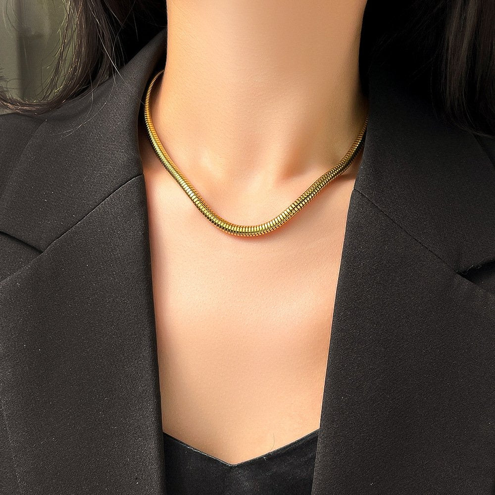 Gold-Plated Sleek Snake Chain Necklace â€“ Timeless and Minimalist