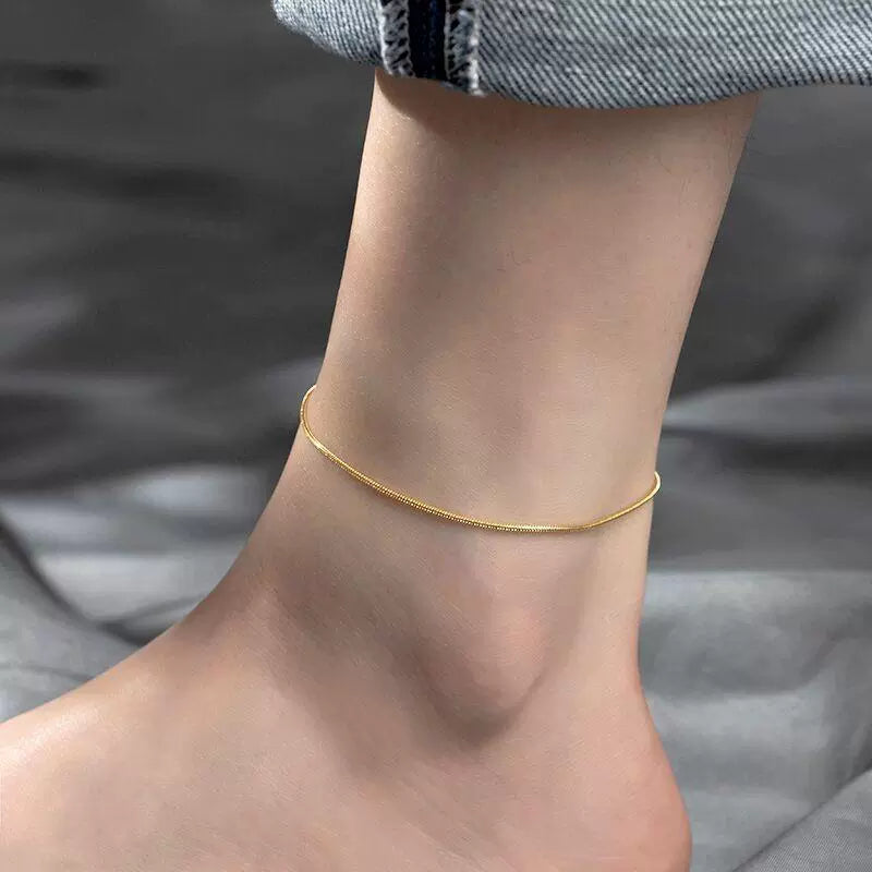 Minimalist Gold Plated Adjustable Anklet