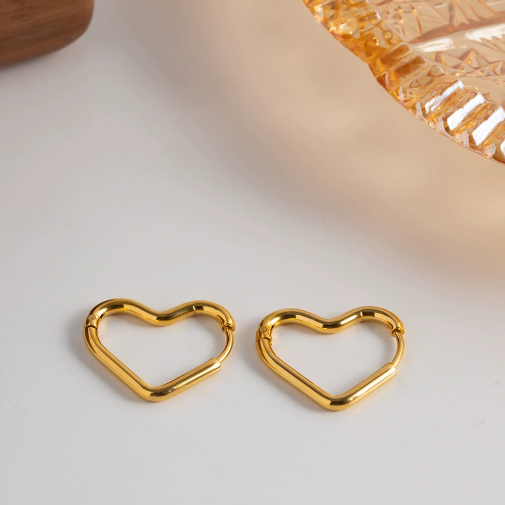 Gold Plated Heart Hoop Earrings