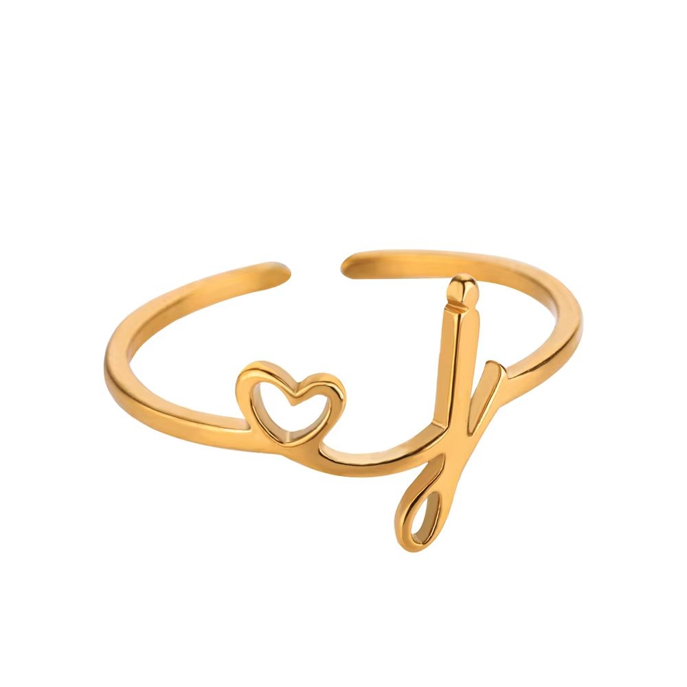Minimal Gold Plated Initial Letter Adjustable Ring