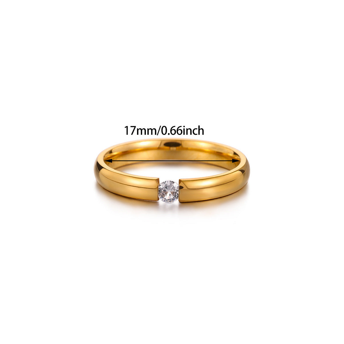 18K Gold Plated Crystal Solitaire Ring