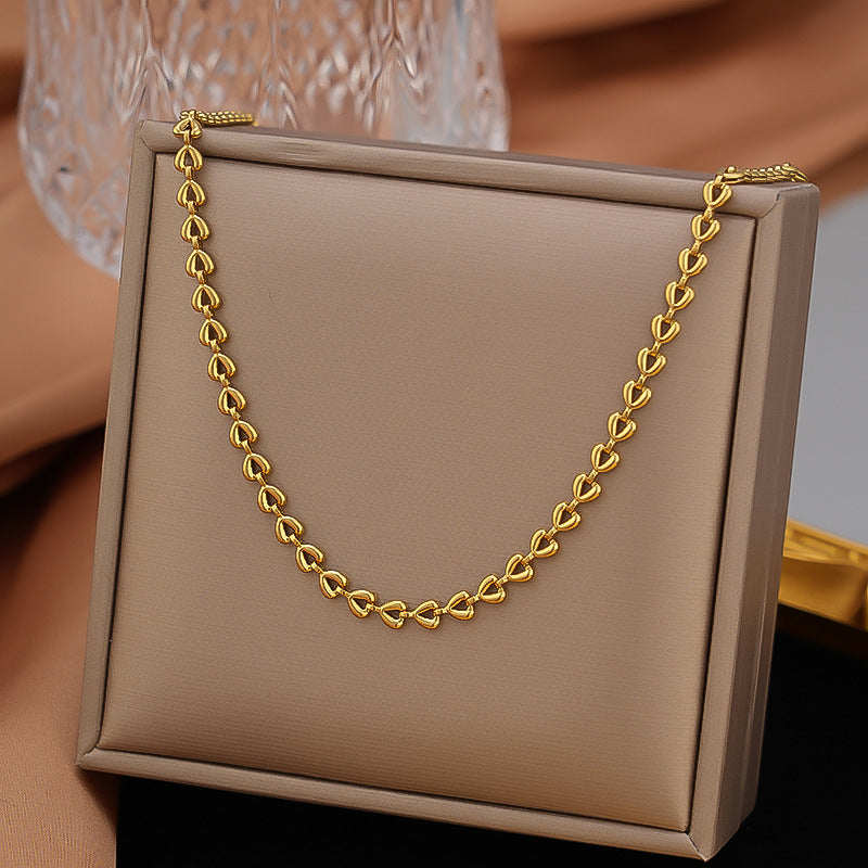 Golden Heart Link Chain Necklace