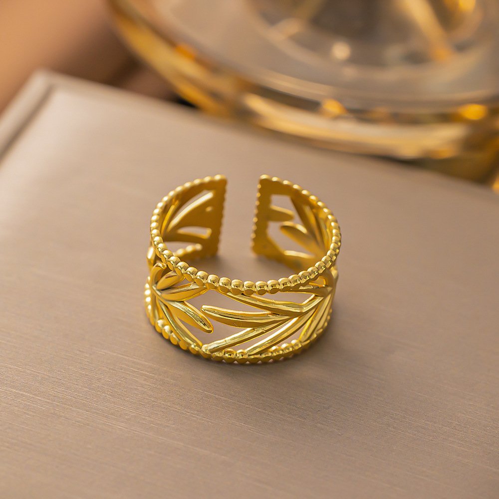Olive Branch Gold Plated Adjustable Ring