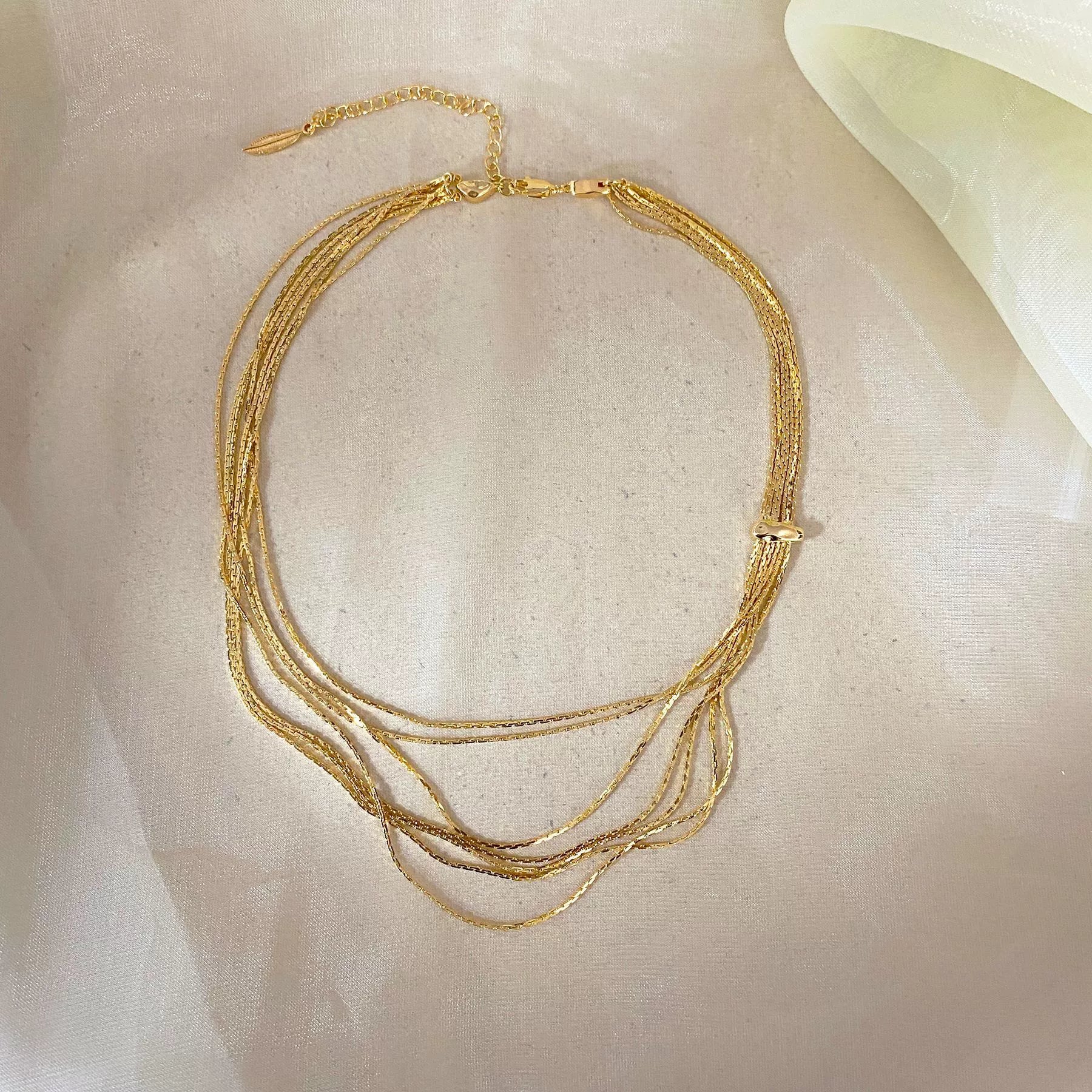 18K Gold Plated Multi Strand Layered Chain Necklace