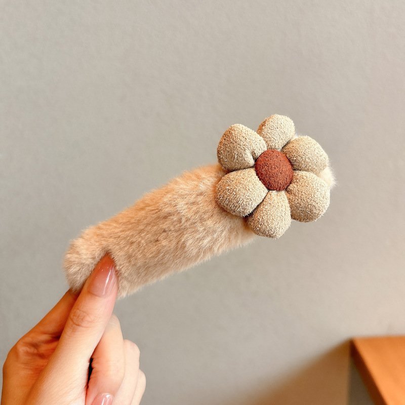 Extra Large Light Brown Plush Hair Clip