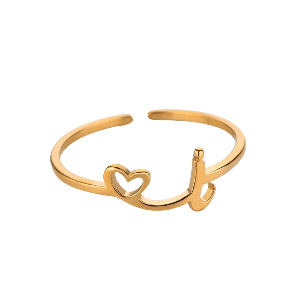 Minimal Gold Plated Initial Letter Adjustable Ring