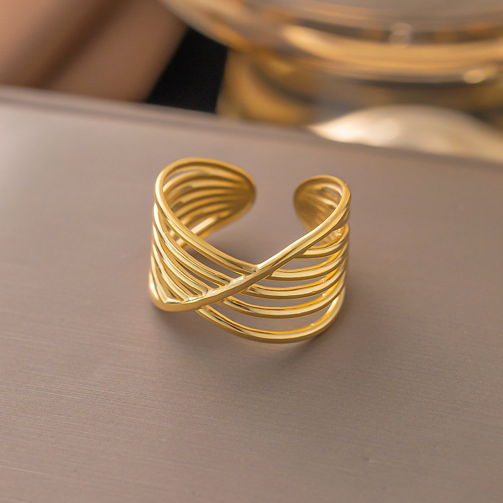 Gold Plated Multi-Band Crossover Ring