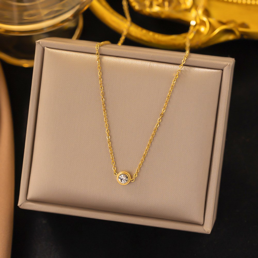 Gold Plated Minimal Elegant Crystal Studded Necklace
