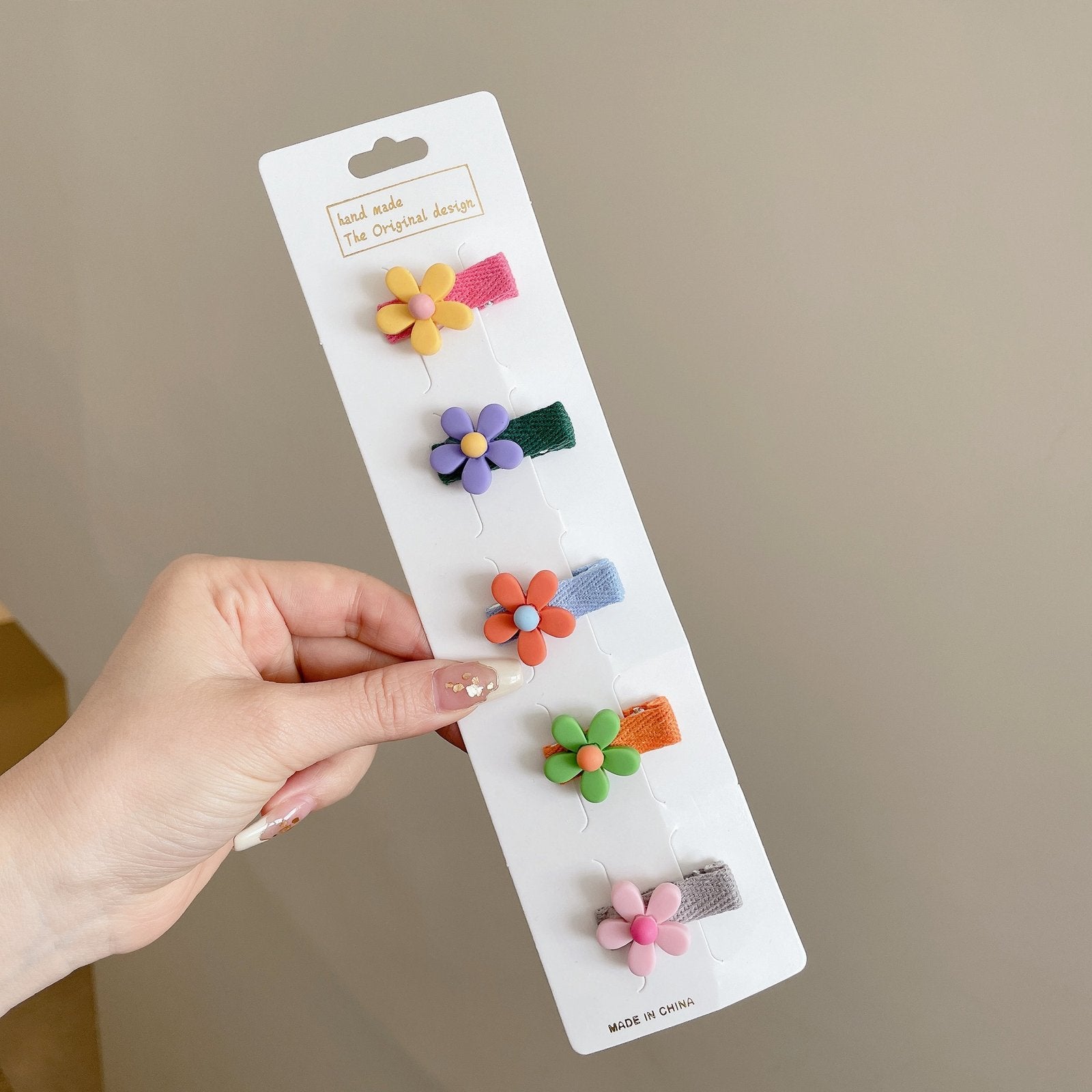 Set of 5 Multi-Color Cute Flower Hair Pins