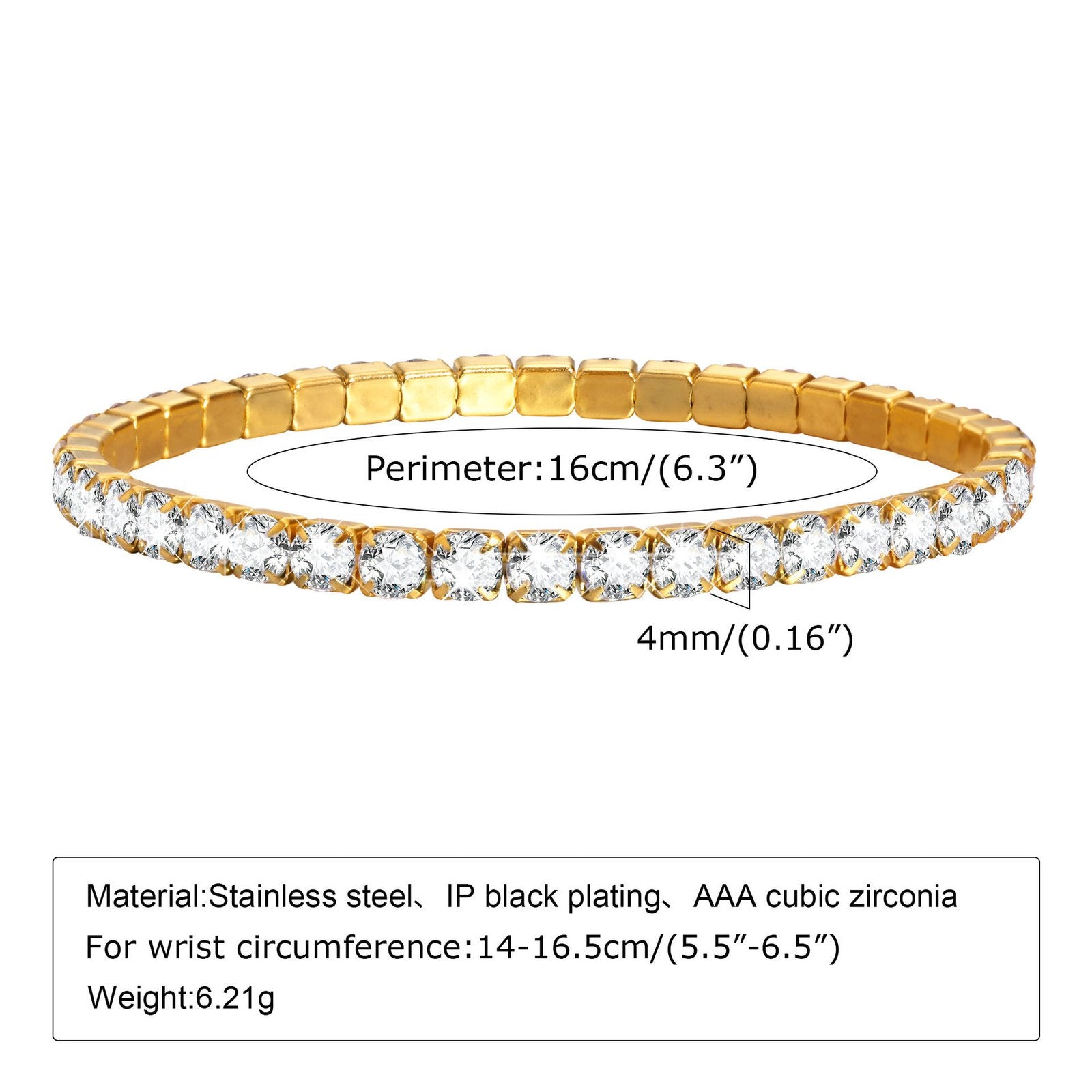 Premium Elastic Band Crystal Studded Gold Plated Bracelet