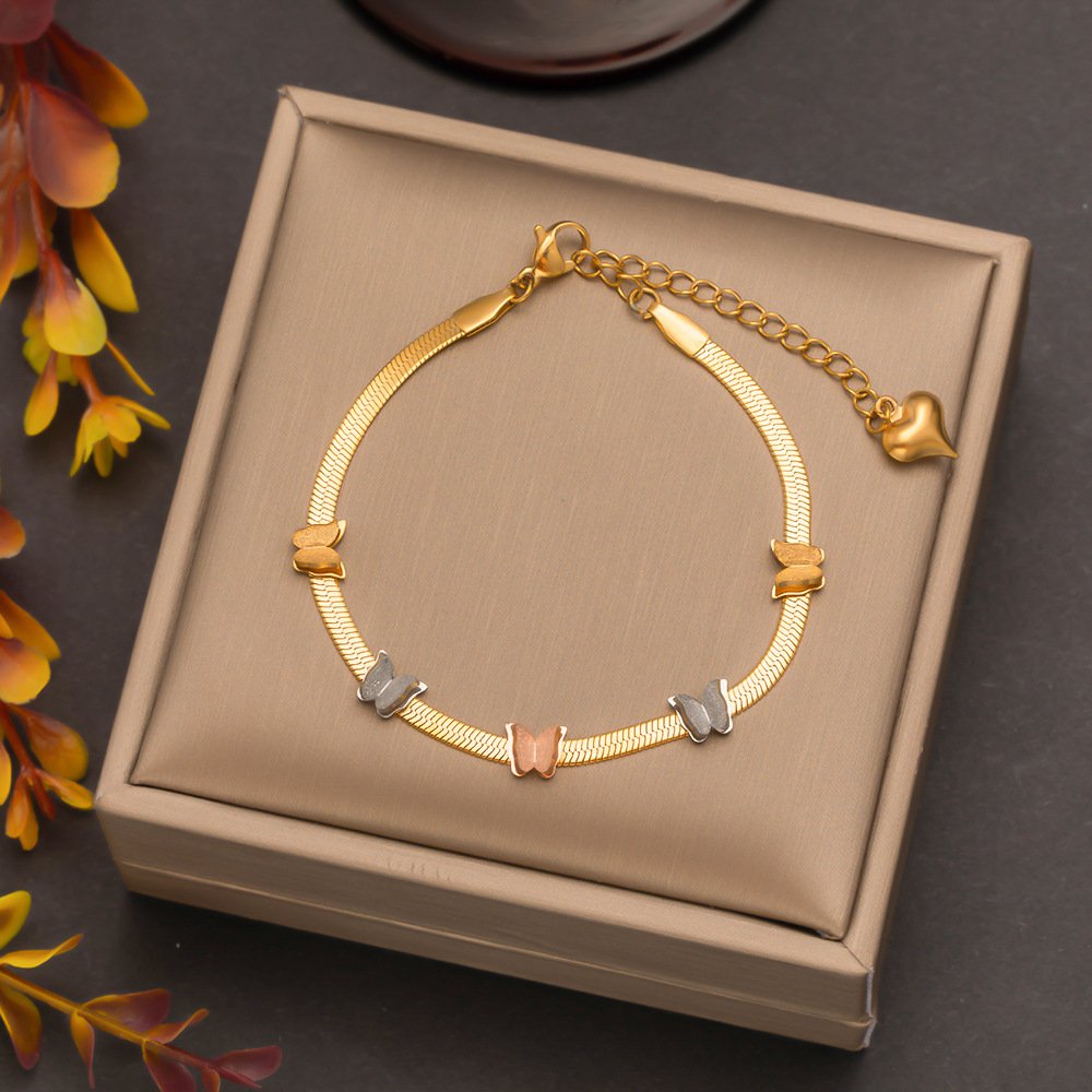Gold Plated Minimal Multi-Colored Butterfly Bracelets