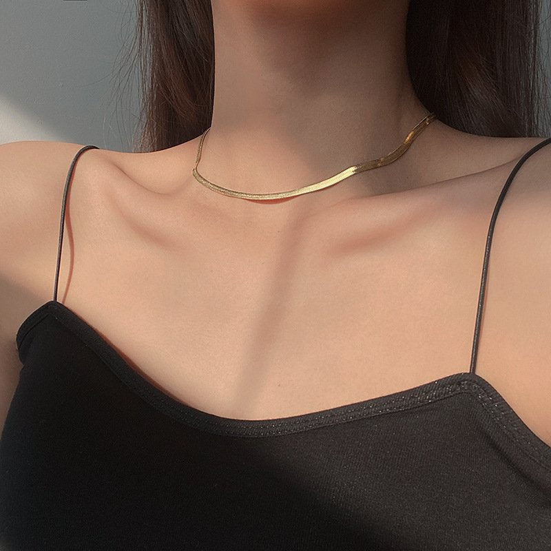 Classic Gold Plated Herringbone Necklace