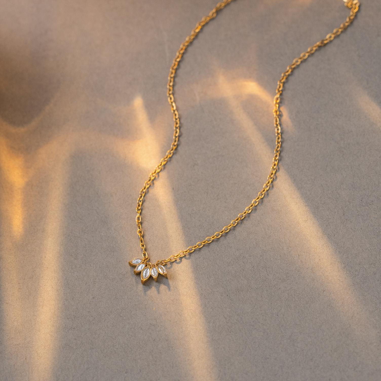Gold-Tone Marquise Crystal Cluster Necklace