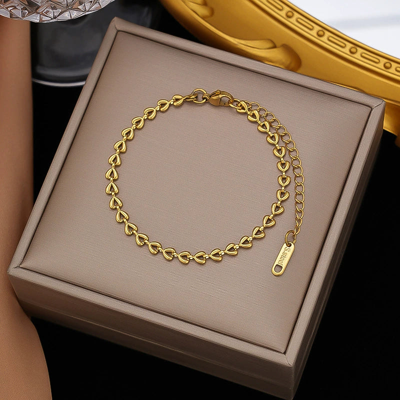 Gold Plated Heart Link Bracelet