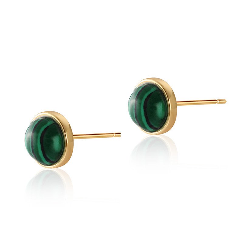 Minimal Malachite Stud Earrings