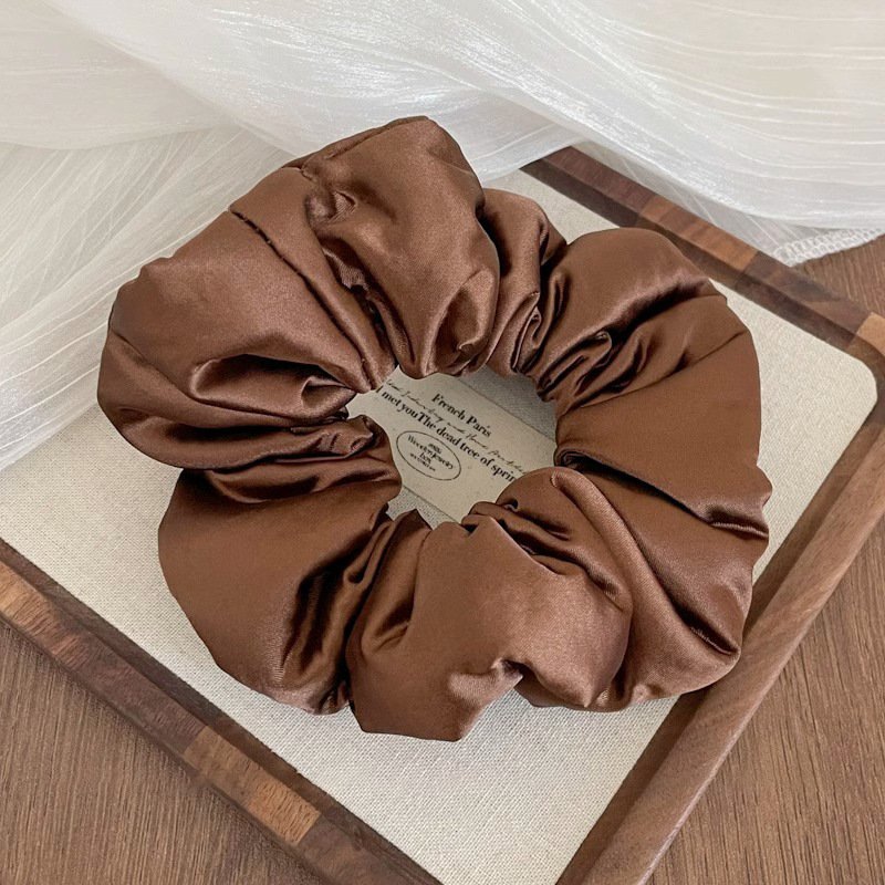 Premium Smooth Fabric Scrunchy with Volume - Coffee