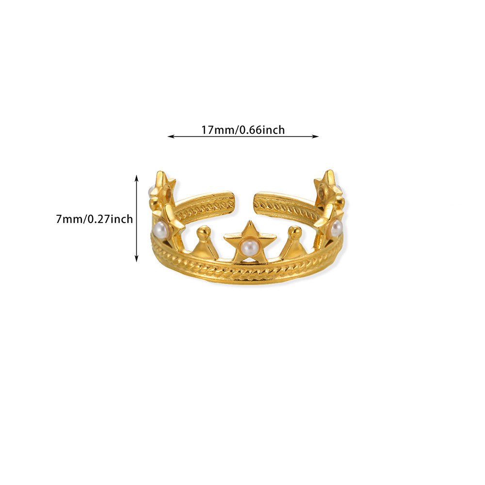 18k Gold Plated Crown Ring with Pearls