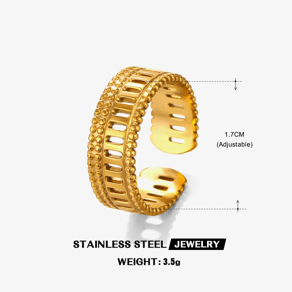 Gold Plated Textured Adjustable Ring