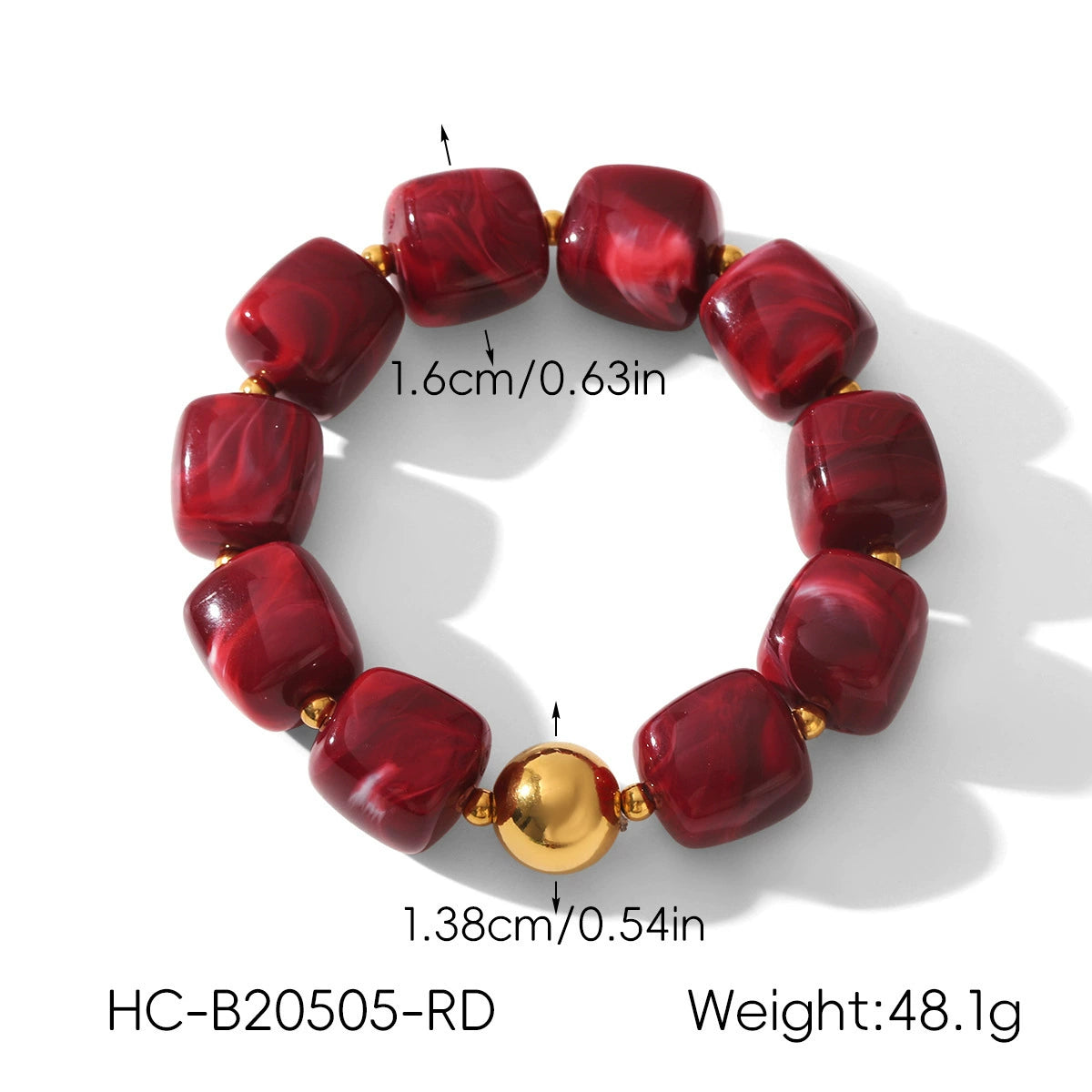 Ruby Resin Statement Bead Bracelet