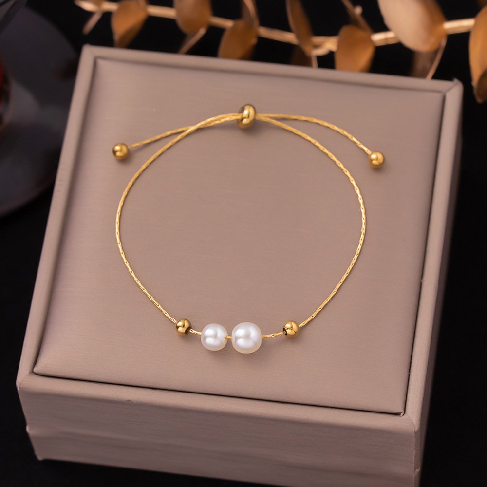 Minimal Gold Plated Waterproof Pearl Bracelet