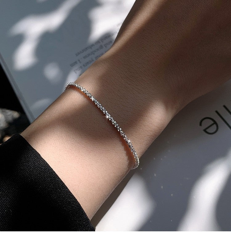 Silver crystal-set chain bracelet