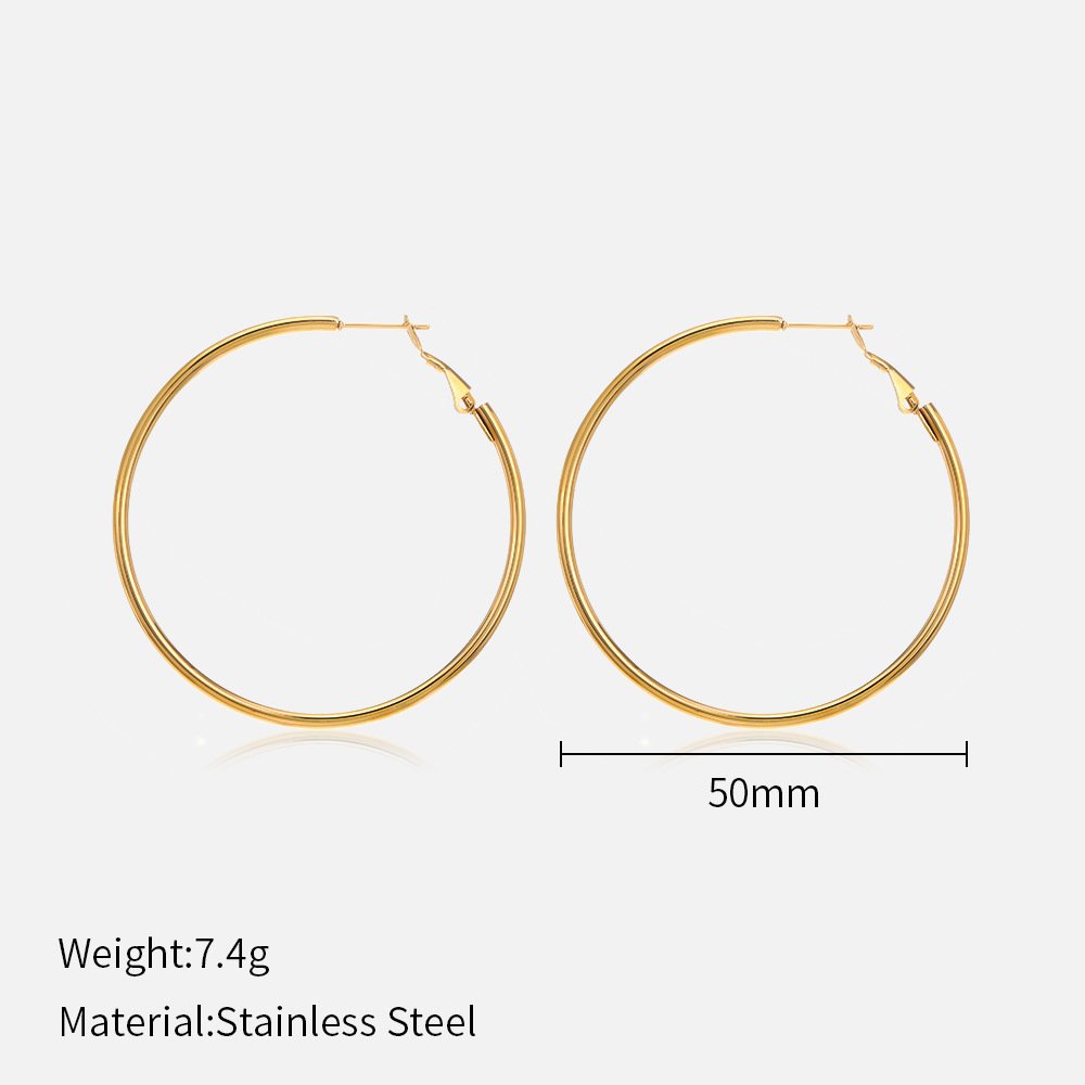 Minimal Long Hoop Gold Plated Earrings
