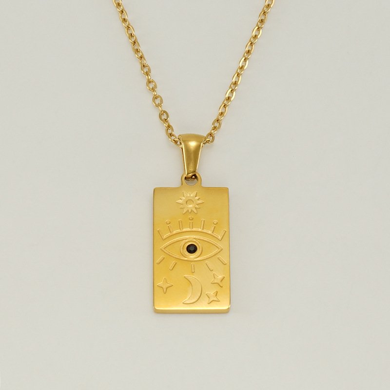 Signet Tarot Evil Eye Gold Plated Elegant Necklace