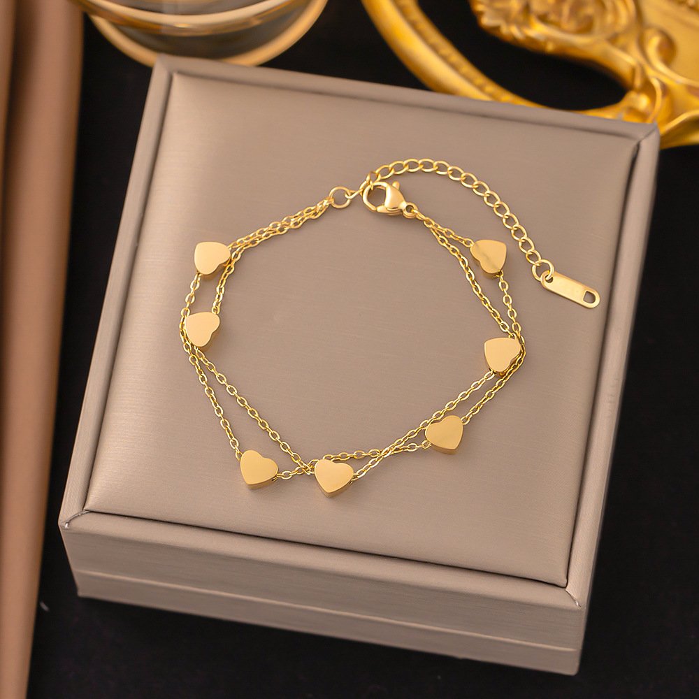 Minimal Heart Charm Gold Plated Bracelet
