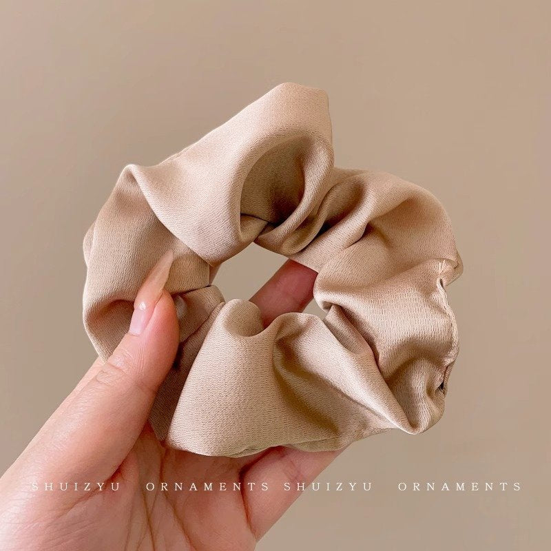 Premium Smooth Fabric Scrunchy - Beige