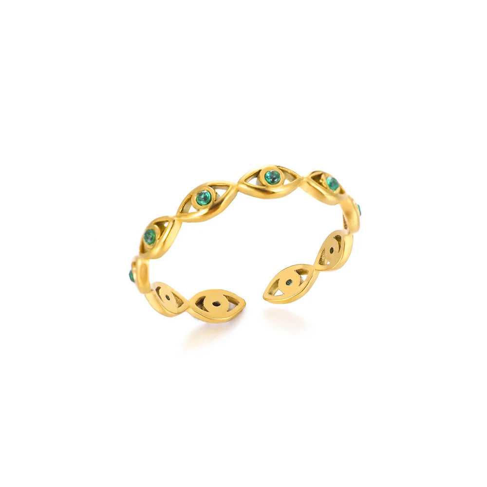 Golden Evil Eye Adjustable Ring