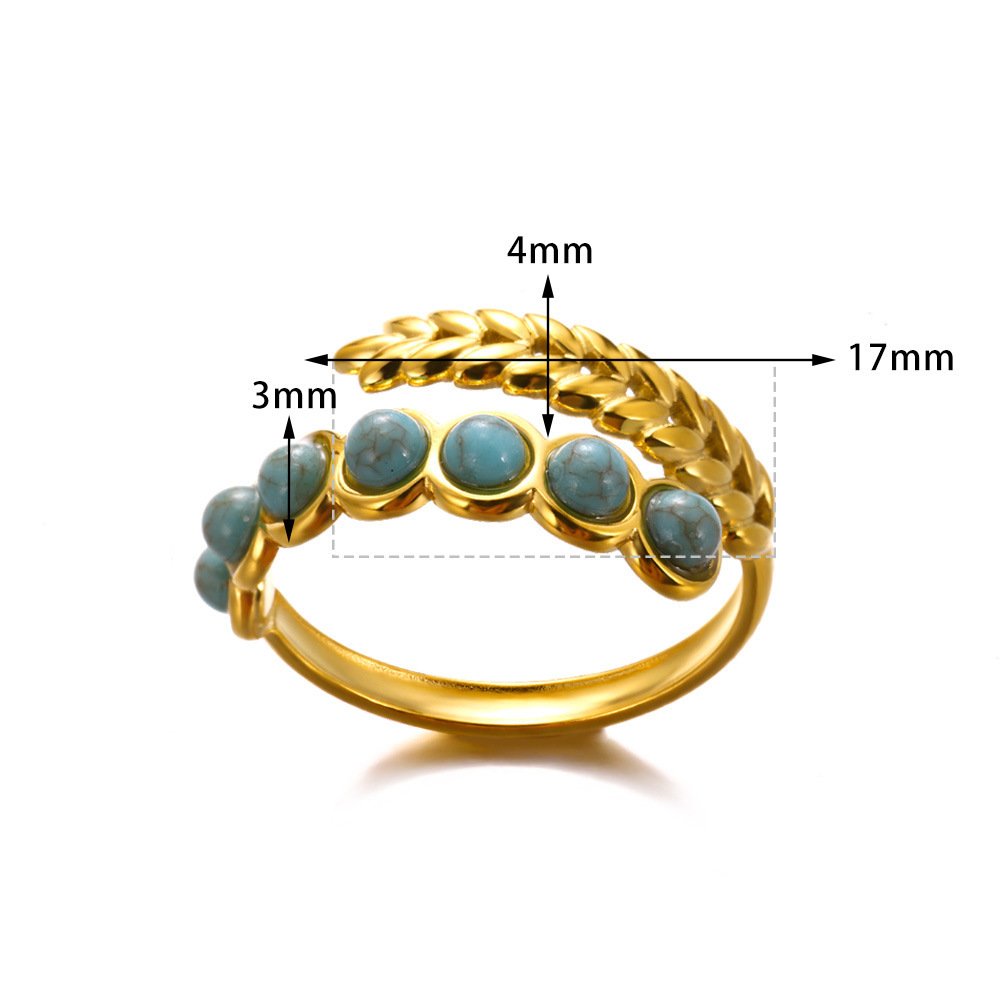 Olive Branch Gold Plated Ring with Turquoise Stones