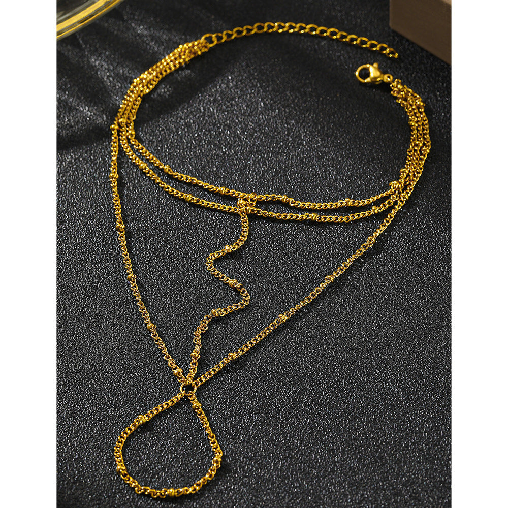 Gilded Layered Ring Handchain