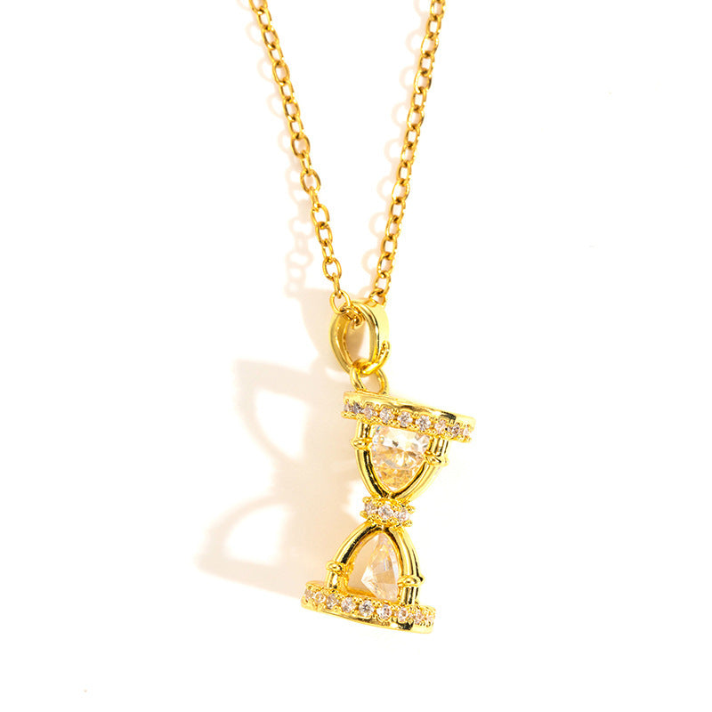 Gold-Tone Crystal Hourglass Pendant Necklace