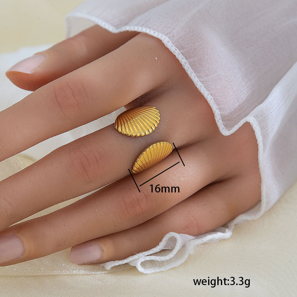 18K Gold Plated Double Shell Adjustable Ring