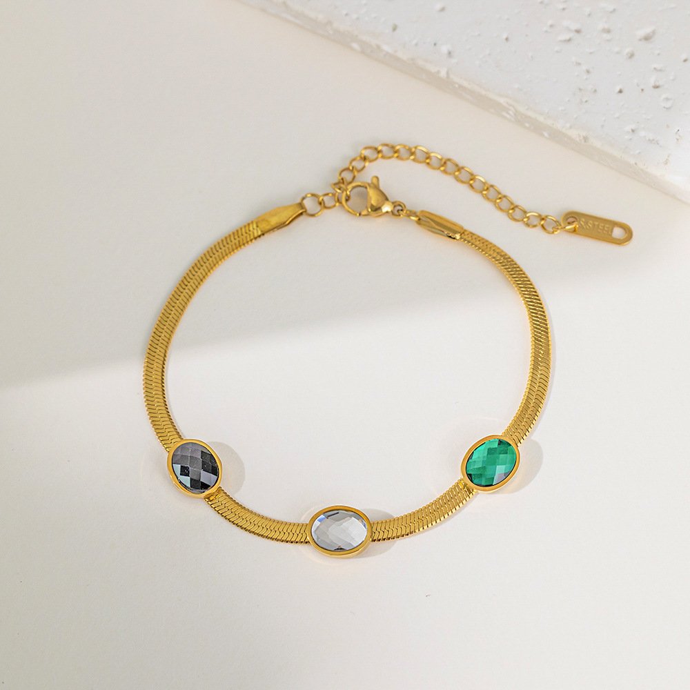 Elegant Gold-Plated Bracelet with Multi-Stone Crystal Accents