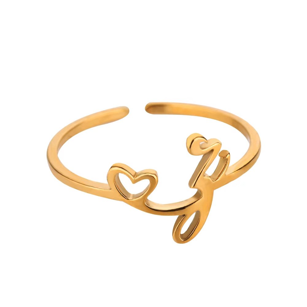 Minimal Gold Plated Initial Letter Adjustable Ring