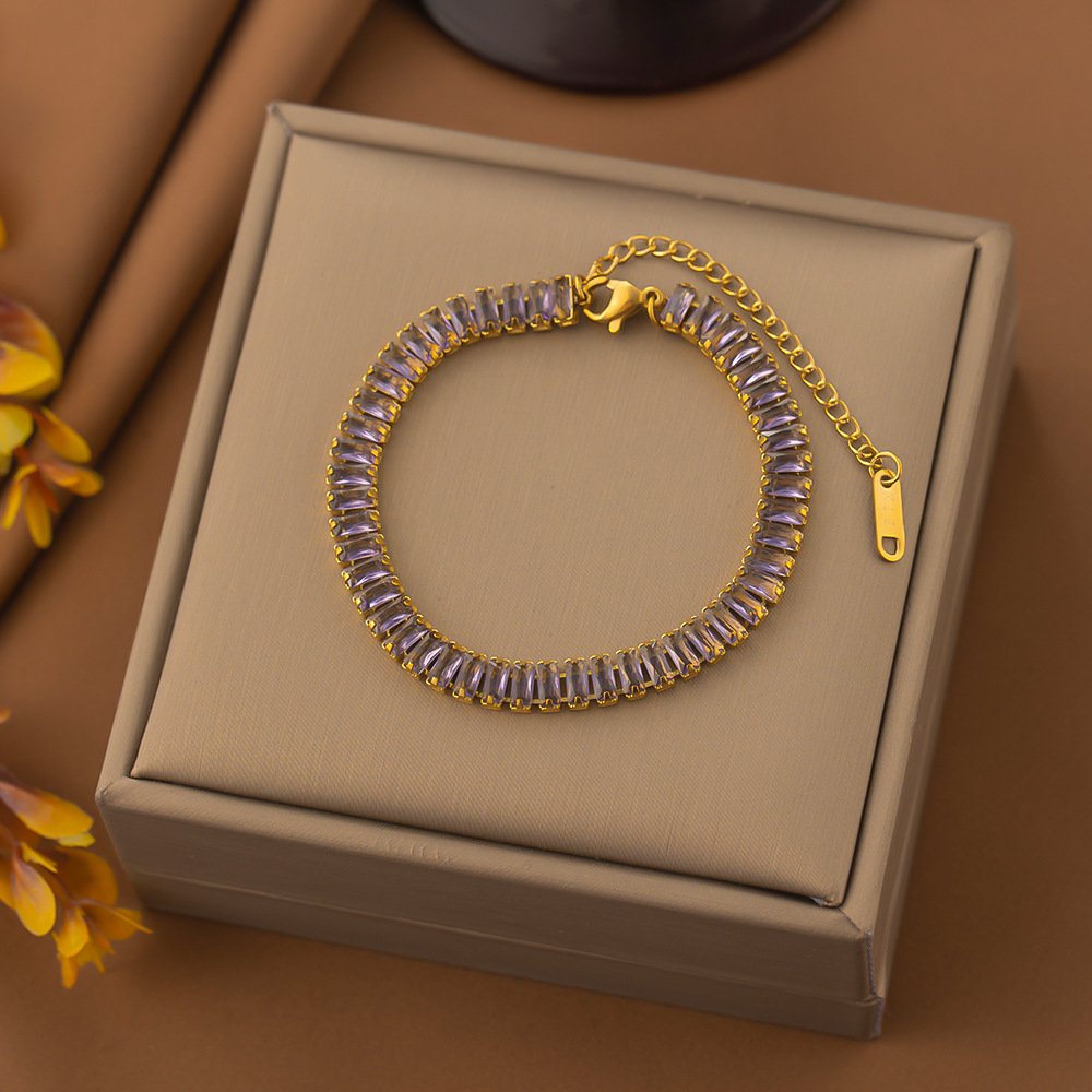 Water Proof Beautiful Purple Crystal Studded Bracelet