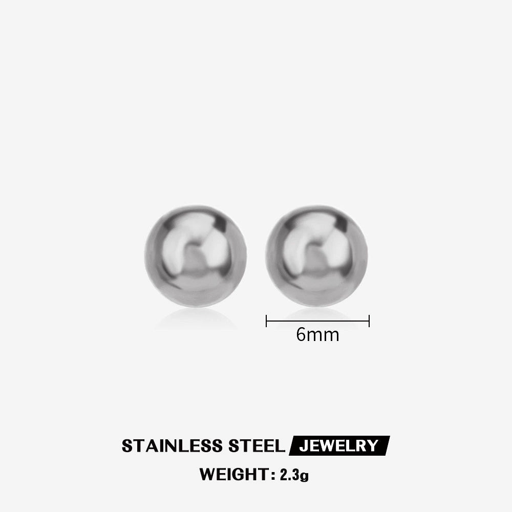 Classic 6mm Polished Stainless Steel Ball Stud Earrings