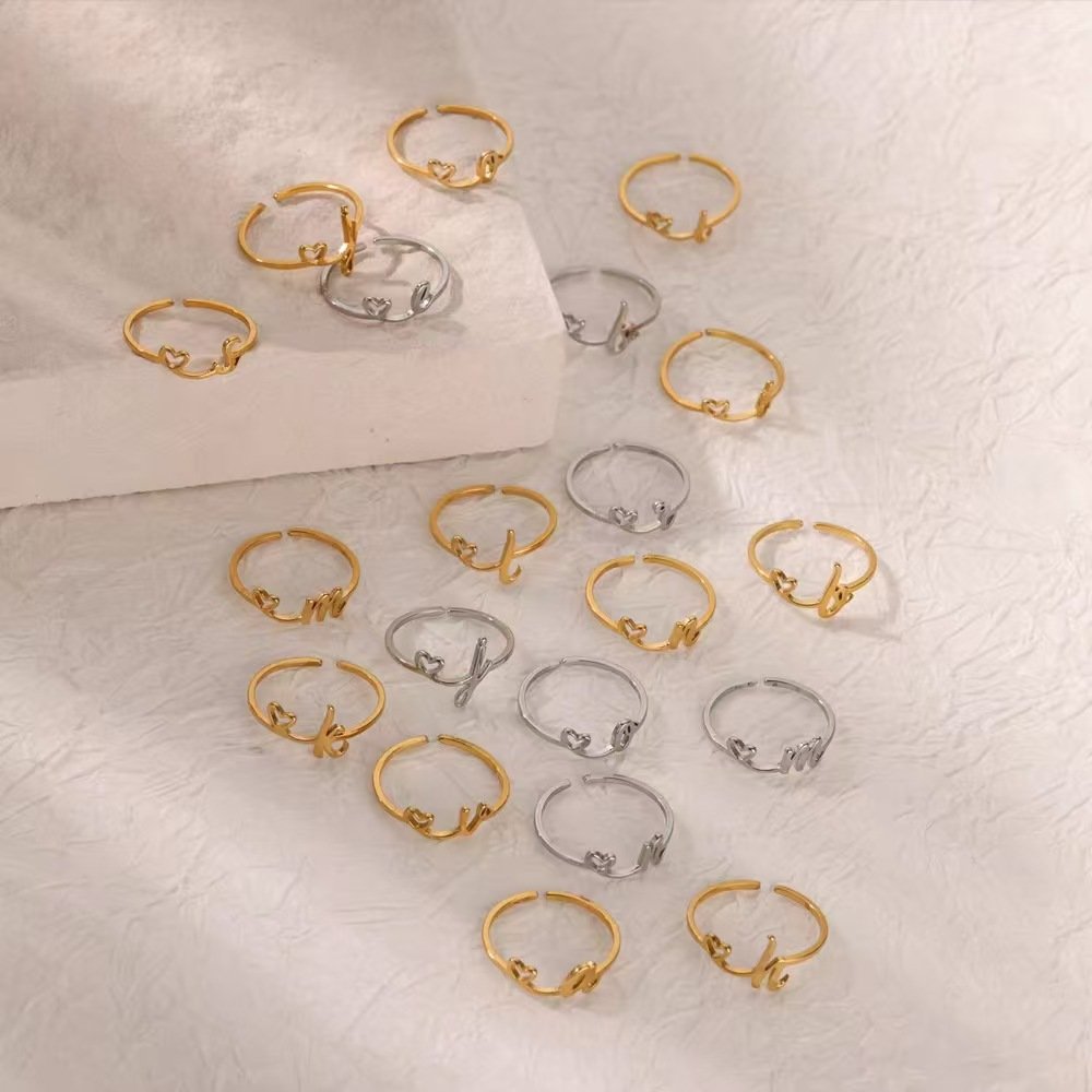 Minimal Gold Plated Initial Letter Adjustable Ring