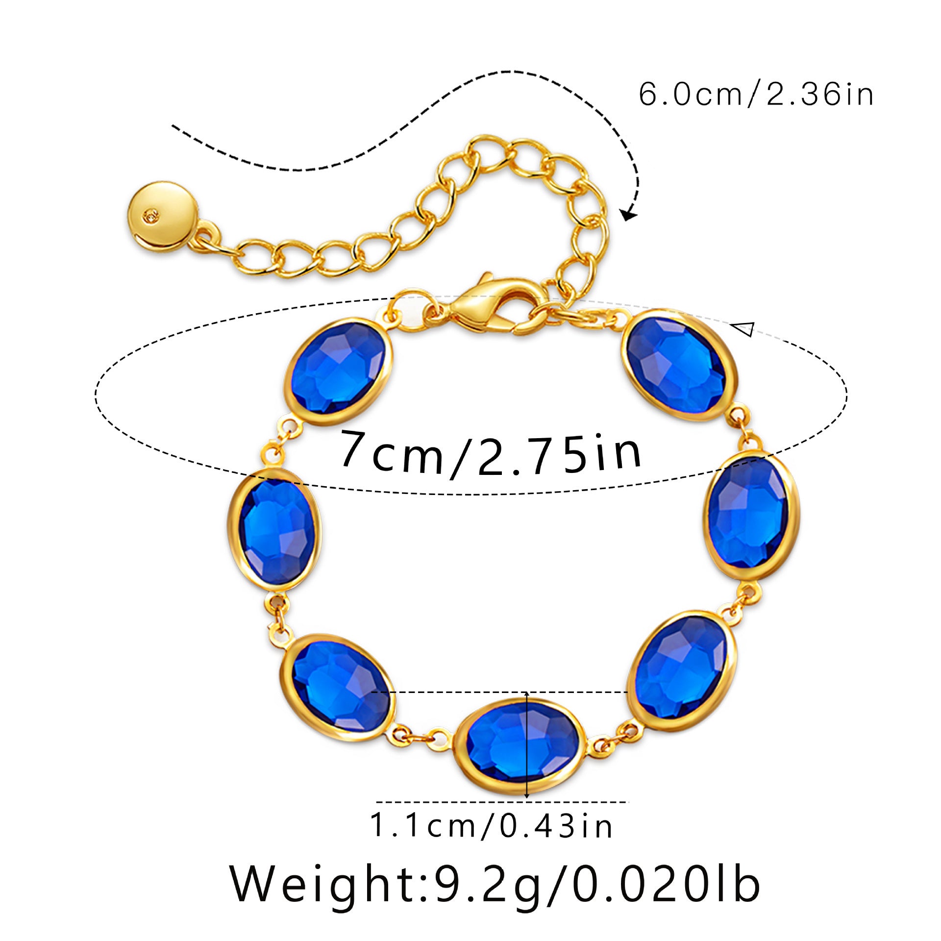 Gold-Plated Bracelet with Blue Gemstones